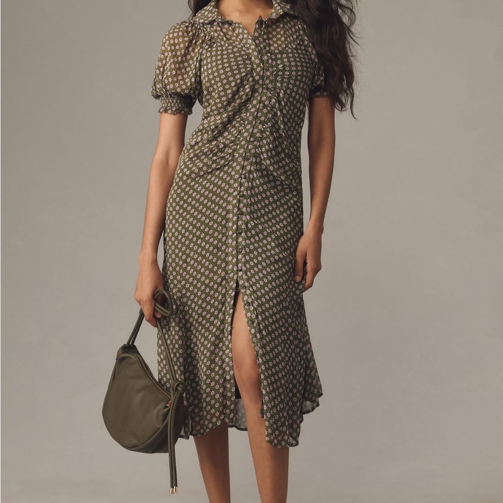 By Anthropolgie Puff Sleeve Midi Dress